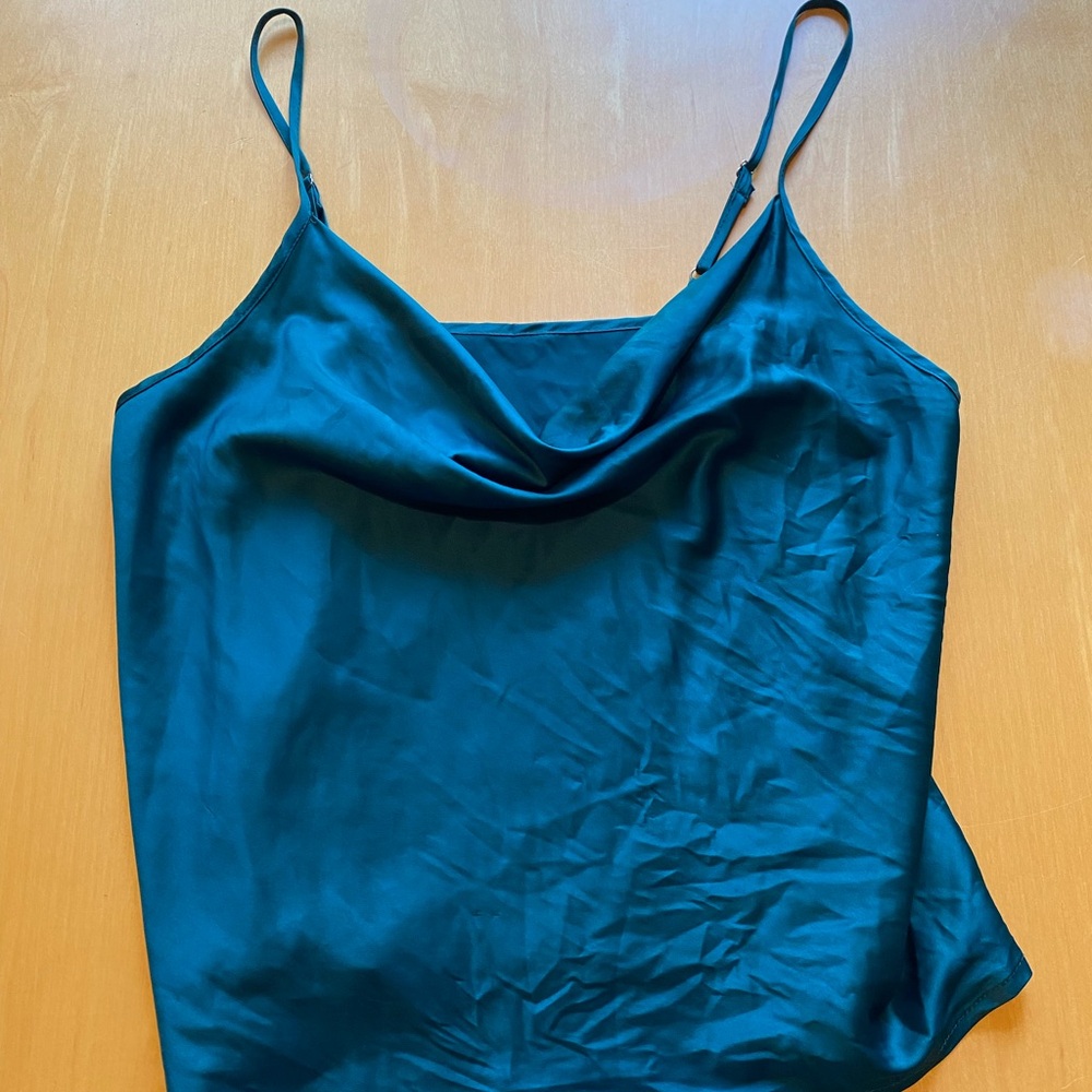 Elegant Teal Cowl Neck Camisole Top